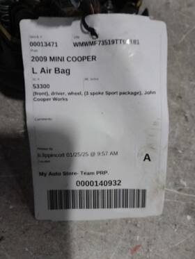253-53300l Mini Cooper Driver Air Bag Front Wheel Fits 07-10 382534