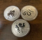 Perth Mint Lunar Ii 2OZ Silver Lot Snake Horse Rooster 2013 2014 2017. Fixed Price $800.00.