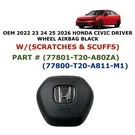 2022 23 24 25 2026 Honda Civic Driver Wheel Airbag Black 77801-T20A-80ZA. Fixed Price $599.00.