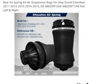 Jeep Cherokee Rear Air Bags. Fixed Price $40.00.