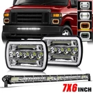 Fit Ford E-150 E-250 2003-2014 Van 2PCS 7X6'' Led Headlights DRL+20'' Bar. Fixed Price $55.99.